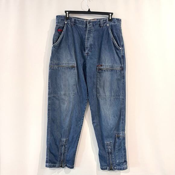 Willie Esco Duns Jeans 40 x 33 Fur Cargo Utility Baggy Loose 90s Y2K Street - Picture 3 of 16